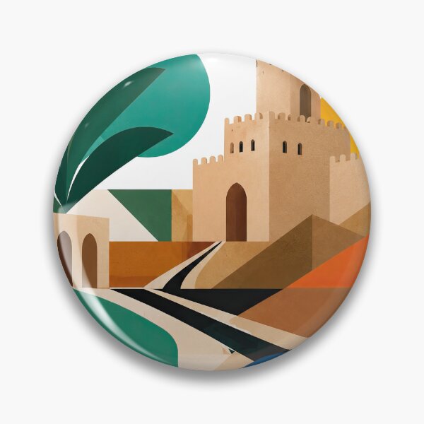 Item preview, Stylized geometric travel poster depicting Buraimi, Oman, with designed and sold by ckybe.