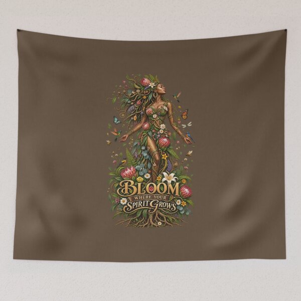 Item preview, Bloom Where Your Spirit Grows | Botanical Goddess Art | Mother Nature Illustration designed and sold by 'VARI'.