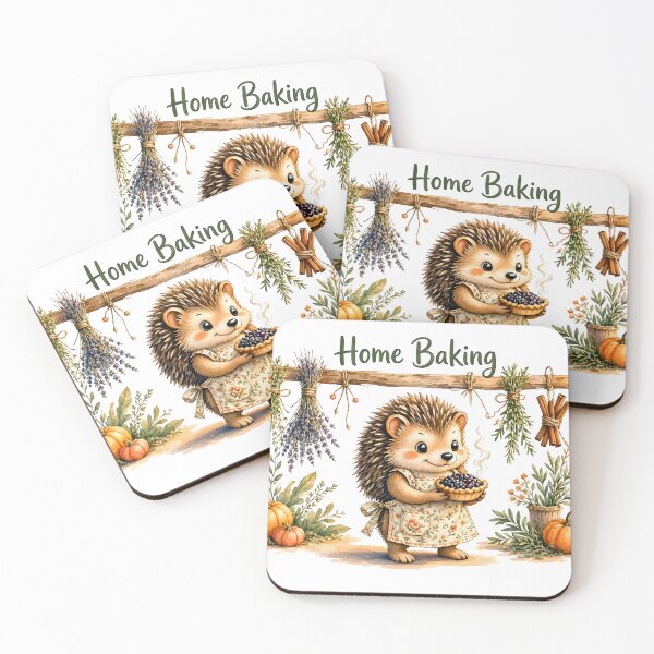 Item preview, Cute Hedgehog Home Baking with Autumn Pumpkins designed and sold by CraftyValley.