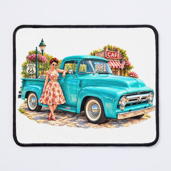 Item preview, Turquoise Dreams & Open Roads — Vintage Route 66 Pickup designed and sold by Russell Thorne.