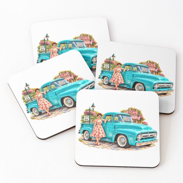 Item preview, Turquoise Dreams & Open Roads — Vintage Route 66 Pickup designed and sold by Russell Thorne.