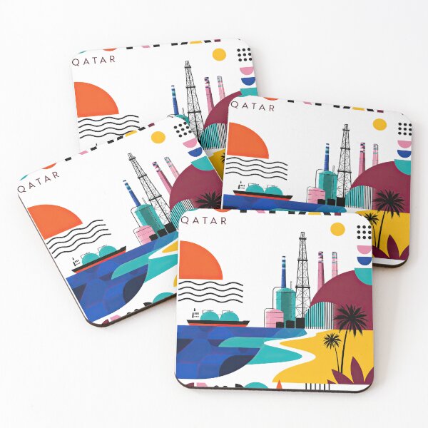 Item preview, Colorful geometric poster featuring the word DUKHAN QATAR designed and sold by ckybe.