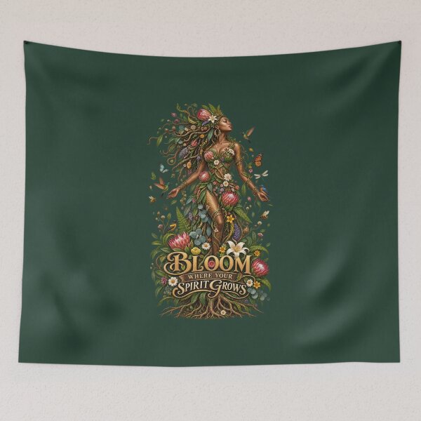 Item preview, Bloom Where Your Spirit Grows | Botanical Goddess Art | Mother Nature Illustration designed and sold by 'VARI'.