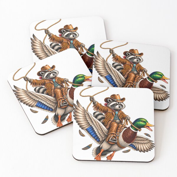 Item preview, Cowboy Raccoon Riding Mallard Duck Design Funny Western Farmhouse Rustic Country Cowgirl designed and sold by VGAfanatic.