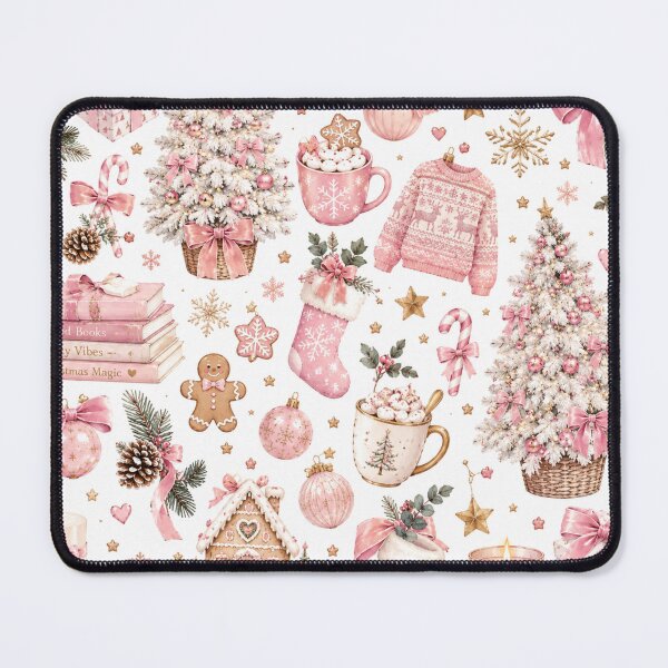 Item preview, Pink Christmas Aesthetic Pattern – Elegant Pink Bows & Christmas Decorations designed and sold by DreamPixelPrint.