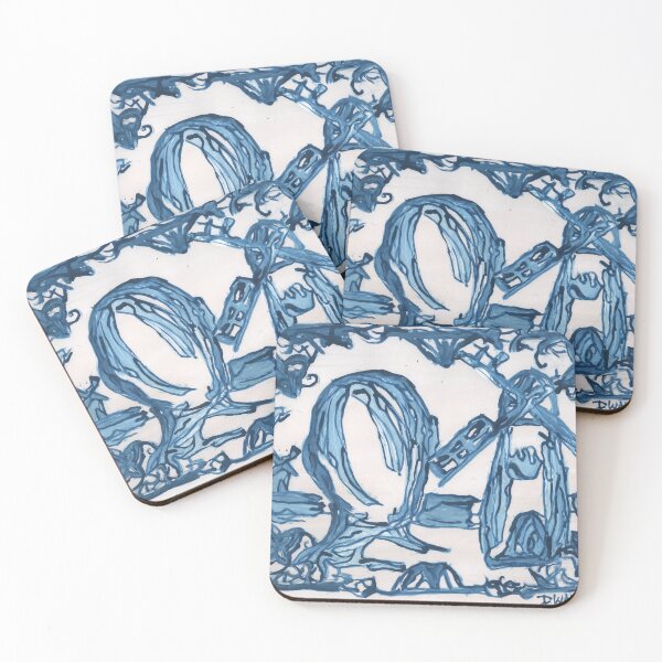 Item preview, Delft Blue Windmill Tile Expressive Dutch Art Painting designed and sold by Dwaalhaas.com.