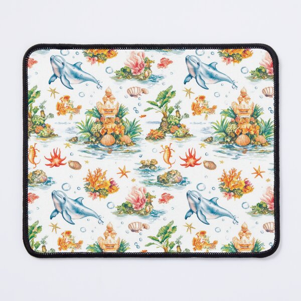 Item preview, Seamless coral reef pattern showcasing diverse marine creature designed and sold by MiraCleAI.