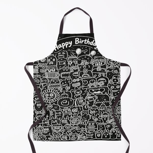 Item preview, Happy Birthday Doodle Monsters - Cute Black White Balloon Party designed and sold by Vivid Pixel Studio.