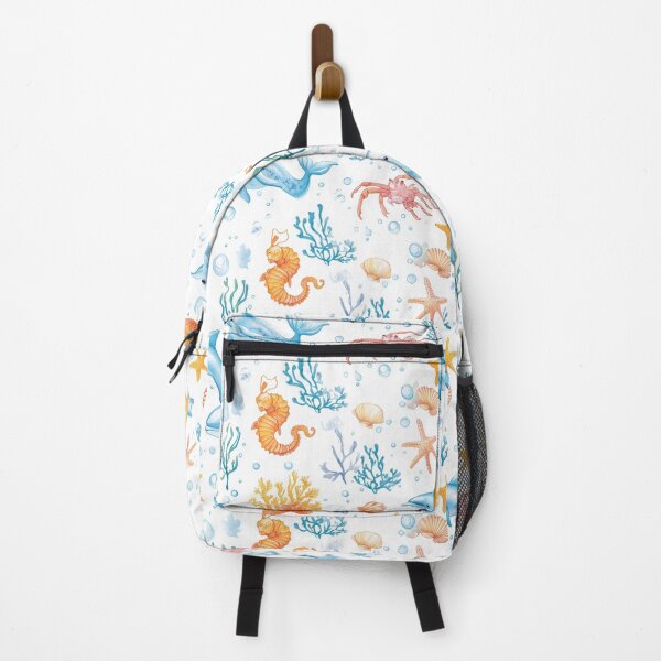 Item preview, Seamless coral reef pattern showcasing diverse marine creature designed and sold by MiraCleAI.