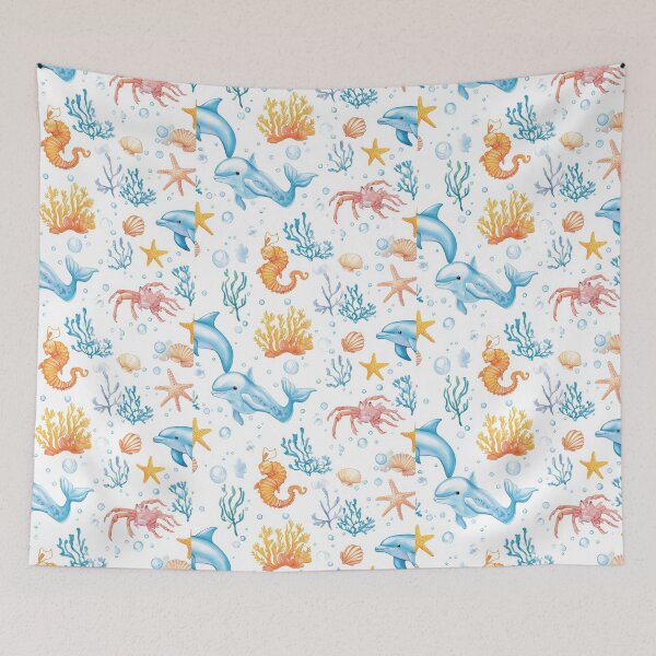 Item preview, Seamless coral reef pattern showcasing diverse marine creature  designed and sold by MiraCleAI.
