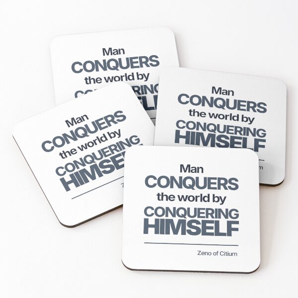 Item preview, Man Conquers the World by Conquering Himself - Zeno of Citium - Minimalist Style Stoic Quote - Dark Version designed and sold by Stoic Core.