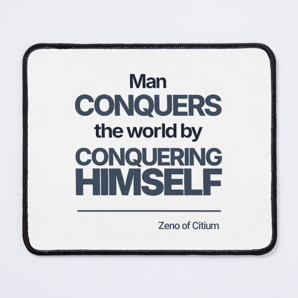 Item preview, Man Conquers the World by Conquering Himself - Zeno of Citium - Minimalist Style Stoic Quote - Dark Version designed and sold by Stoic Core.