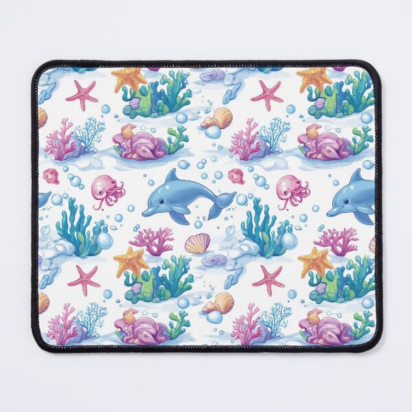 Item preview, Seamless coral reef pattern showcasing diverse marine creature designed and sold by MiraCleAI.