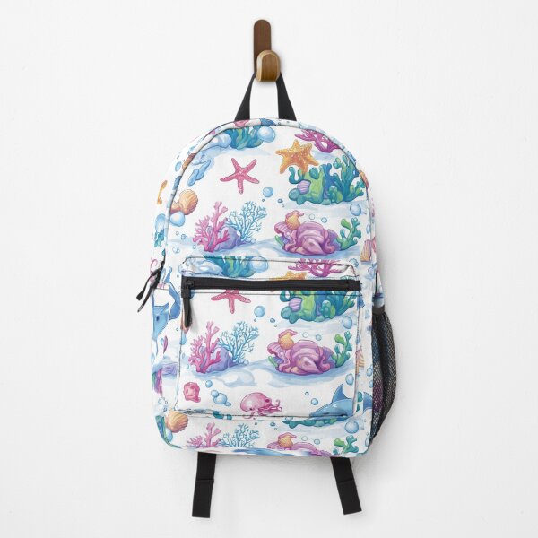 Item preview, Seamless coral reef pattern showcasing diverse marine creature designed and sold by MiraCleAI.