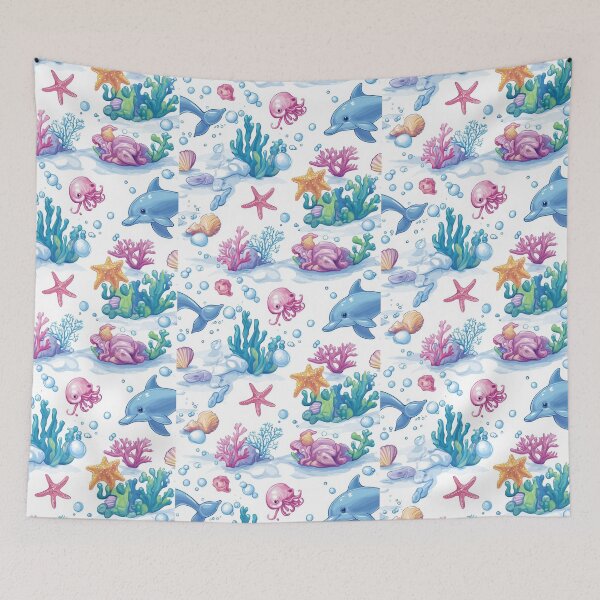 Item preview, Seamless coral reef pattern showcasing diverse marine creature  designed and sold by MiraCleAI.