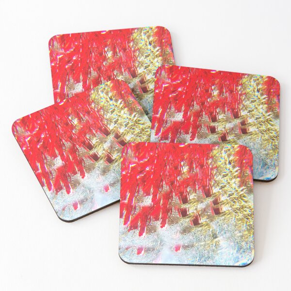 Item preview, Red & Gold Holiday Tinsel Kaleidoscope  - Festive Christmas & New Year Abstract Art designed and sold by ElionSolis.