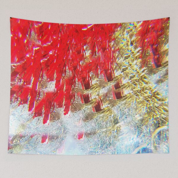 Item preview, Red & Gold Holiday Tinsel Kaleidoscope  - Festive Christmas & New Year Abstract Art designed and sold by ElionSolis.