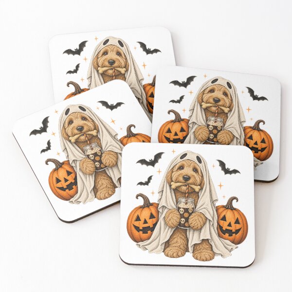 Item preview, Goldendoodle Ghost and Boba Cute Halloween Dog Humor T-Shirt – Goldendoodle Lover Gift, Halloween Dog Graphic Tee designed and sold by Trendably.