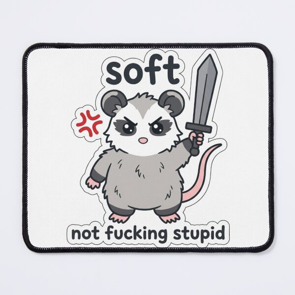 Item preview, Soft Not Stupid Possum With Sword Funny Feisty Introvert Dark Humor Opossum Meme designed and sold by raedattia.