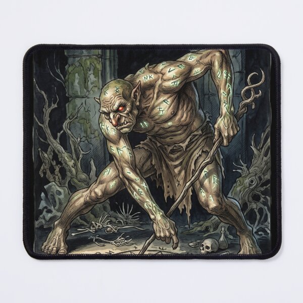 Item preview, The Subterranean Surveyor: Dark Fantasy Troll Runemaster Art designed and sold by FreiherrPK.