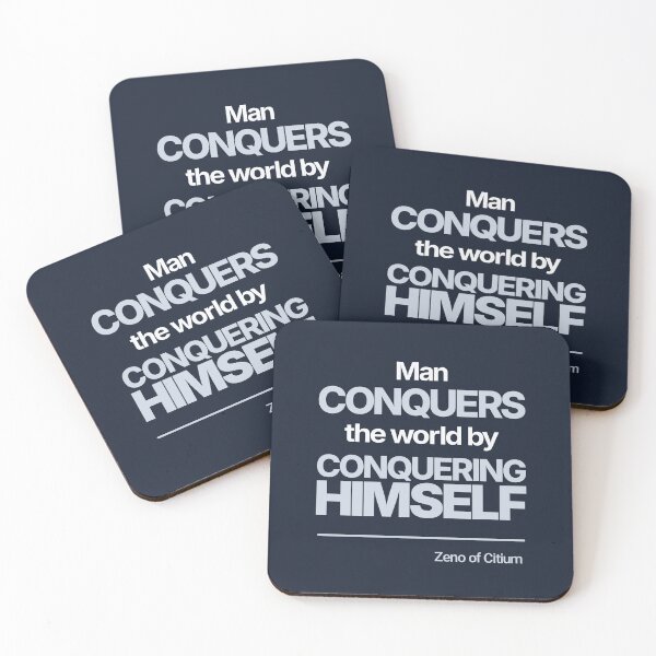 Item preview, Man Conquers the World by Conquering Himself - Zeno of Citium - Minimalist Style Stoic Quote - Light Version designed and sold by Stoic Core.