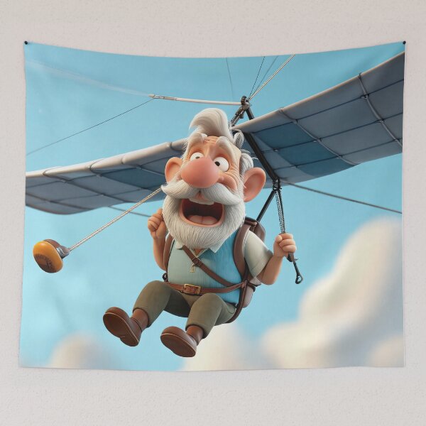Item preview, Old Fart flying a hang glider designed and sold by Colin Bentham.