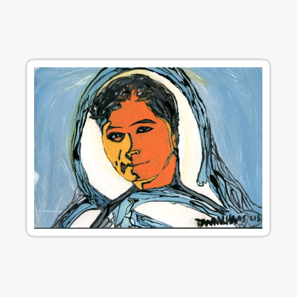 Item preview, Malala Yousafzai Peace Activist Expressive Portrait Painting designed and sold by Dwaalhaas.com.