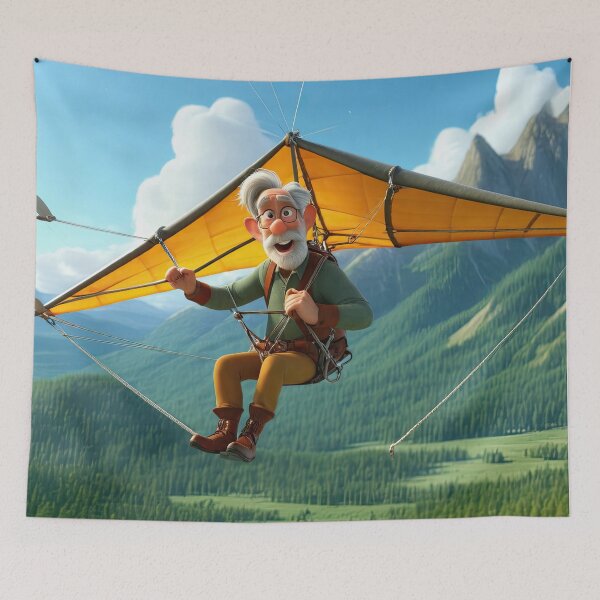 Item preview, Old Fart flying a hang glider designed and sold by Colin Bentham.