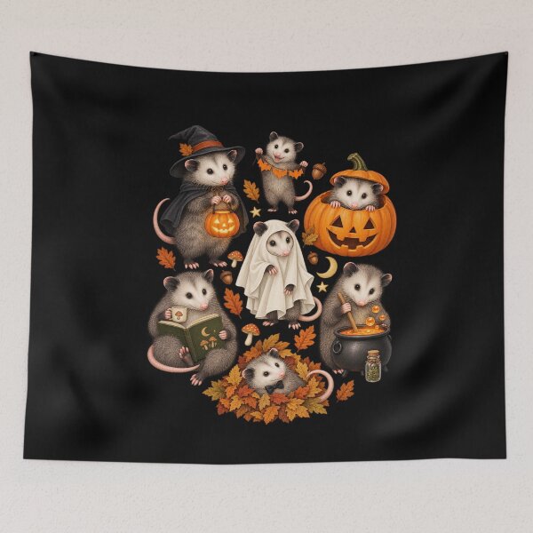 Item preview, Cute Halloween Opossums Bring Cozy Spooky Autumn Mischief designed and sold by FreshVibe Prints.
