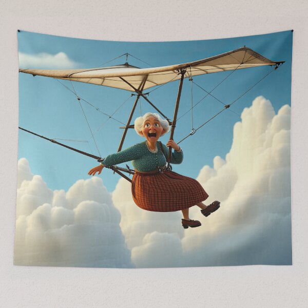 Item preview, Old Fart flying a hang glider designed and sold by Colin Bentham.