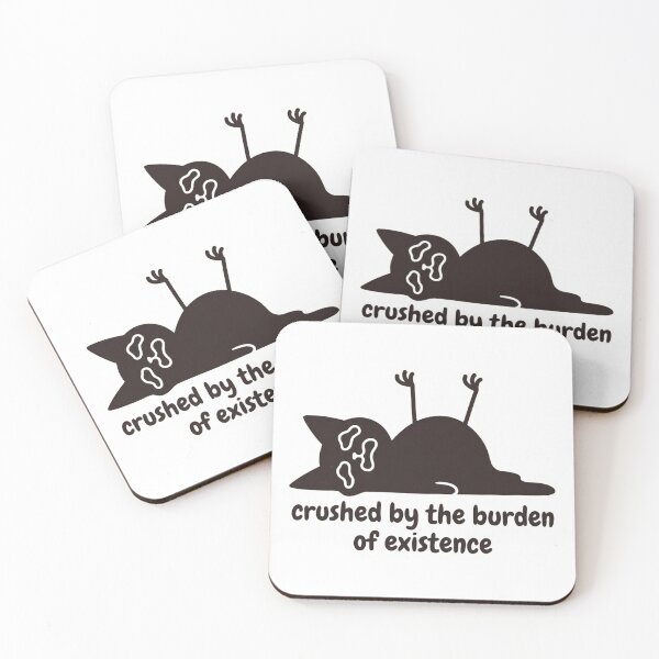 Item preview, Crushed By The Burden Of Existence Crying Black Cat Funny Nihilism Burnout Meme designed and sold by raedattia.