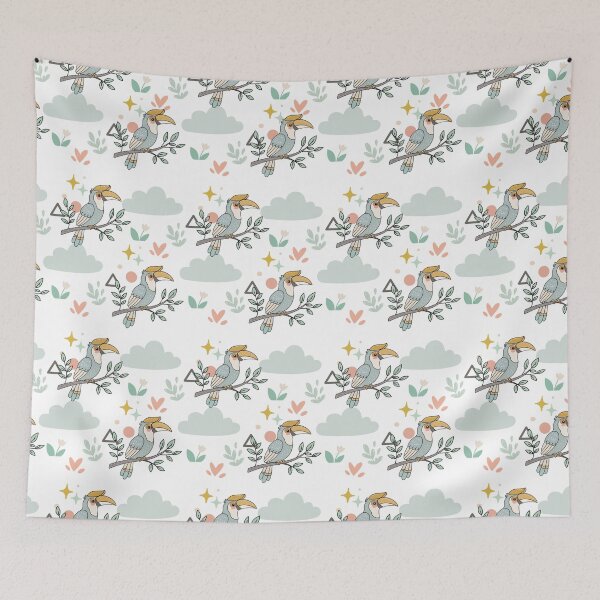 Item preview, Cute Hornbill Bird Seamless Pattern designed and sold by prapapon.