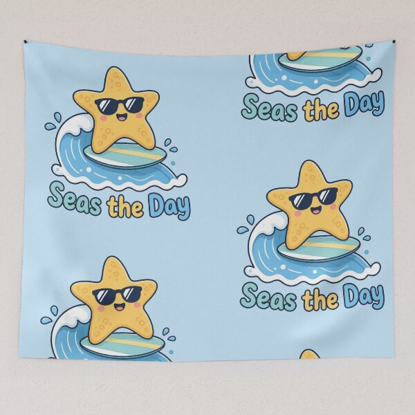 Item preview, Seas the Day Funny Starfish Illustration | Cute Pun Gift designed and sold by moonlit.ink.shop.