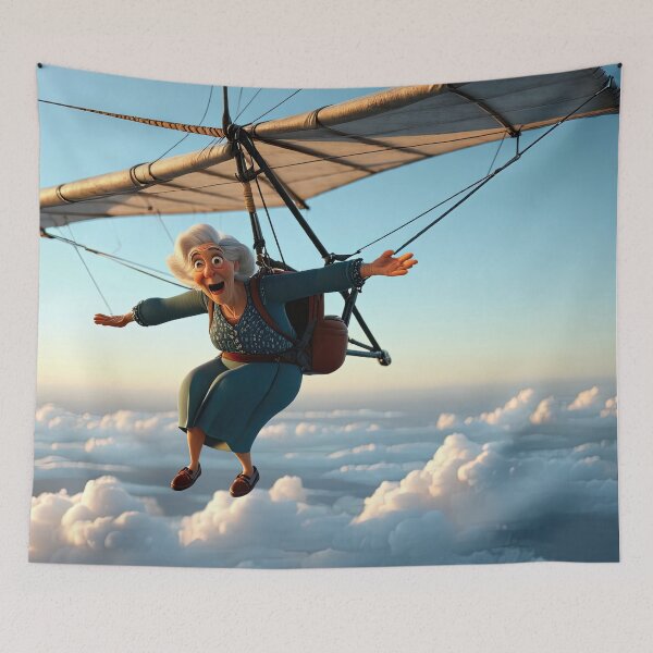 Item preview, Old Fart flying a hang glider designed and sold by Colin Bentham.