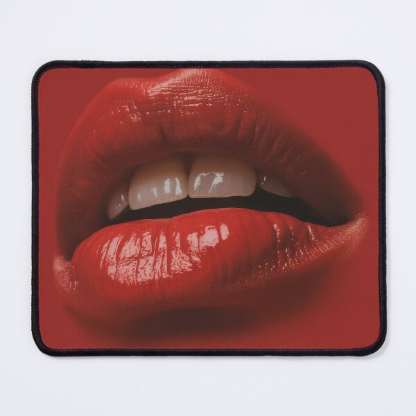 Item preview, Bold red lips stand out against a solid red background designed and sold by MiraCleAI.