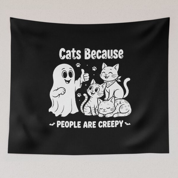 Item preview, Cats Because People Are Creepy Halloween Ghost Design designed and sold by OlyvieArt.
