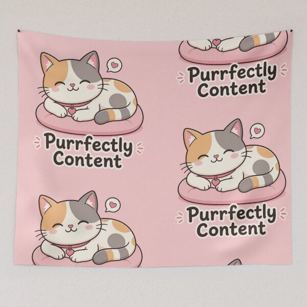 Item preview, Purrfectly Content Funny Cat Illustration | Cute Pun Gift designed and sold by moonlit.ink.shop.