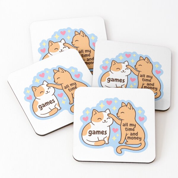Item preview, Games All My Time And Money Cats Cute Gamer Kitty Funny Gaming Addiction Meme designed and sold by raedattia.