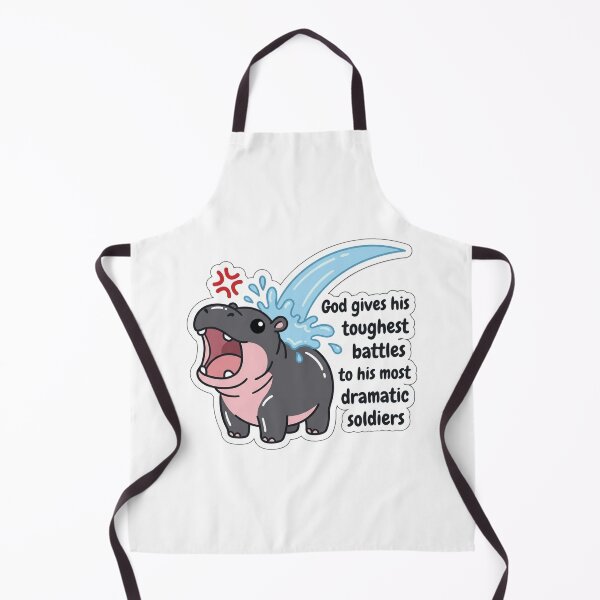 Item preview, God Gives His Toughest Battles Dramatic Soldiers Moo Deng Hippo Funny Sarcastic Meme designed and sold by raedattia.
