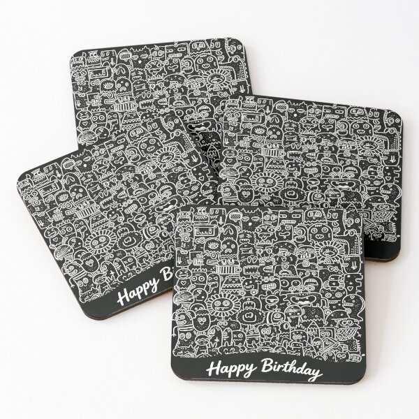 Item preview, Happy Birthday Bottom Text - Doodle Monsters with Cake and Gifts designed and sold by Vivid Pixel Studio.