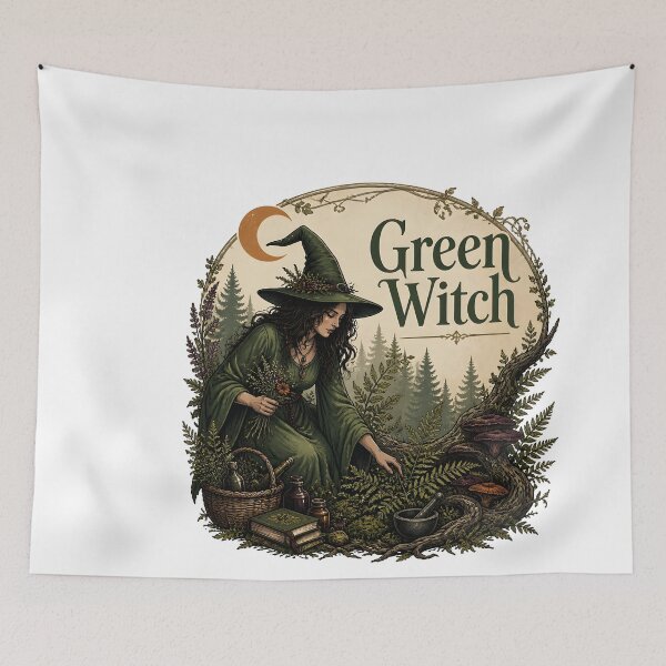 Item preview, Green Witch Among Moss & Roots designed and sold by LiviuGligoros.