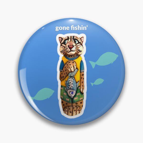 Item preview, Gone Fishin' Cat - Carved Wooden Animal designed and sold by TurquoiseChicken.