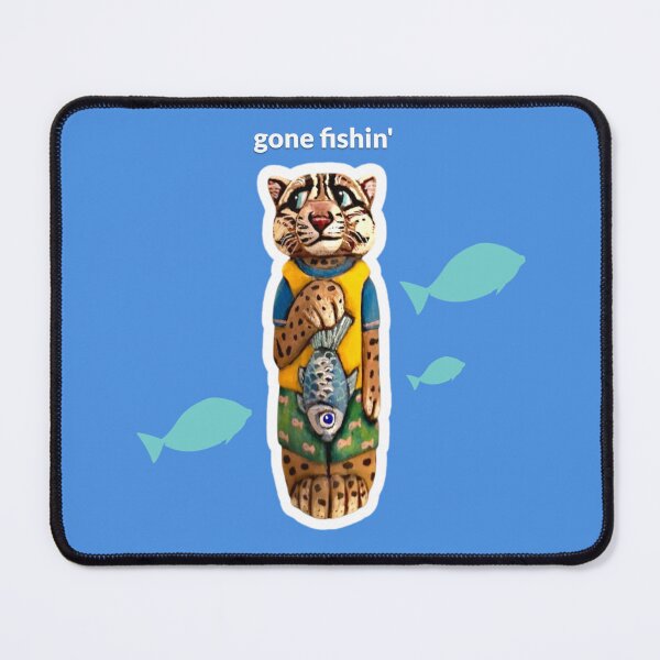 Item preview, Gone Fishin' Cat - Carved Wooden Animal designed and sold by TurquoiseChicken.