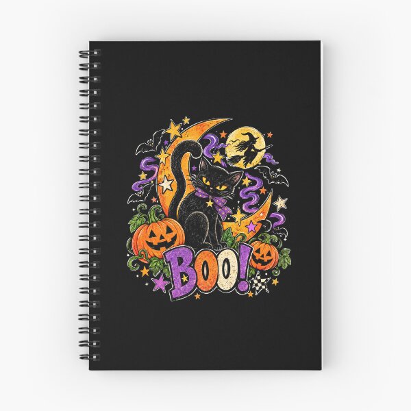 Item preview, Vintage Black Cat Crescent Moon Halloween Boo Graphic designed and sold by hamadacolonel.