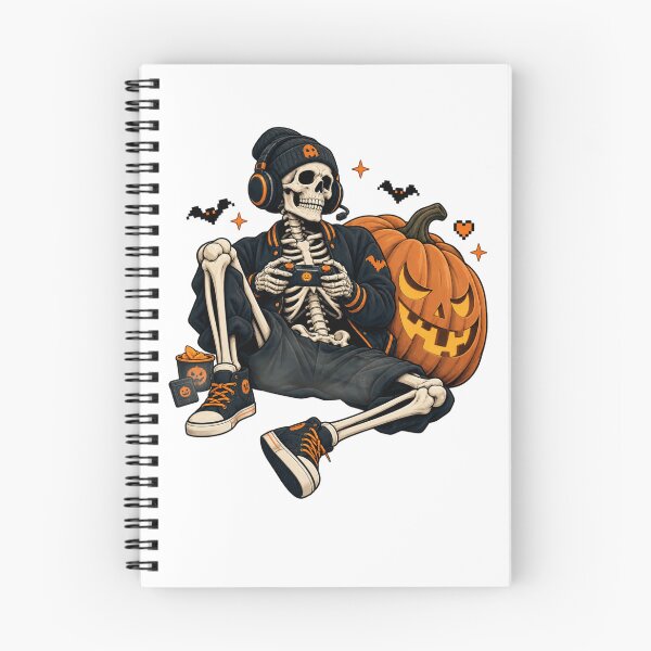 Item preview, Gaming Skeleton Brings Spooky Halloween Pumpkin Night Energy designed and sold by FreshVibe Prints.
