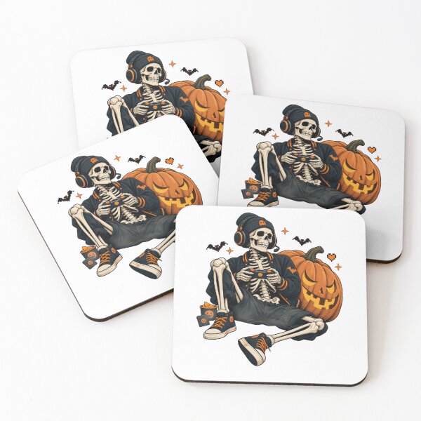 Item preview, Gaming Skeleton Brings Spooky Halloween Pumpkin Night Energy designed and sold by FreshVibe Prints.