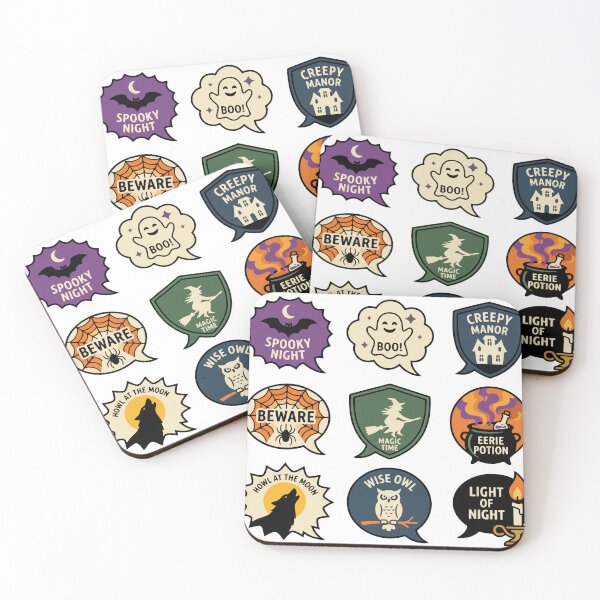 Item preview, Halloween Speech Bubbles Set with Quotes Happy Halloween, Spooky Night, Boo, Creepy Manor, and Ghost Town Isolated on White designed and sold by YasminTaha.