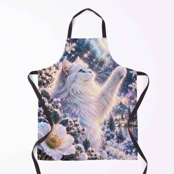 Item preview, White cat reaches for galaxy stars designed and sold by knuppify.