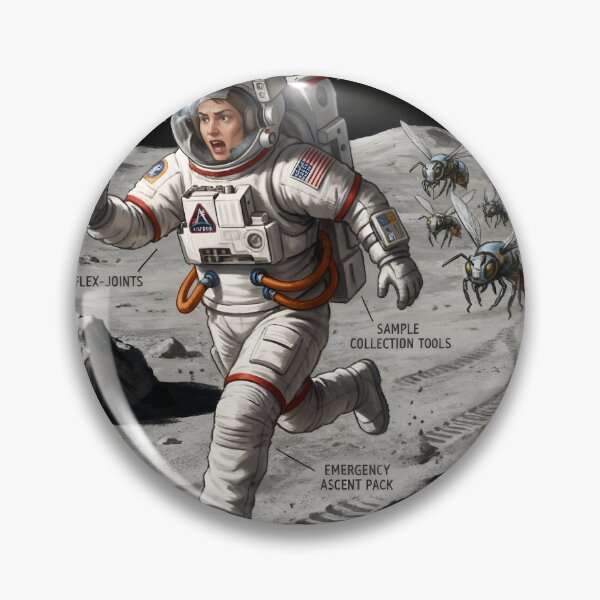 Item preview, NASA astronaut runs from bees on the moon designed and sold by WiseBow.