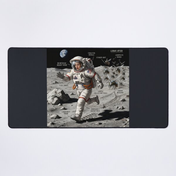 Item preview, NASA astronaut runs from bees on the moon designed and sold by WiseBow.